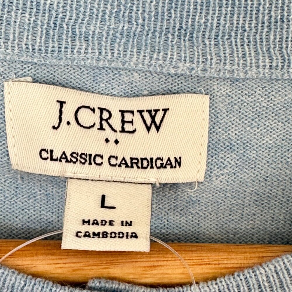 NEW J.Crew Classic Cotton Cardigan Sweater Blue Preppy Minimalist Collegiate - Picture 7 of 10